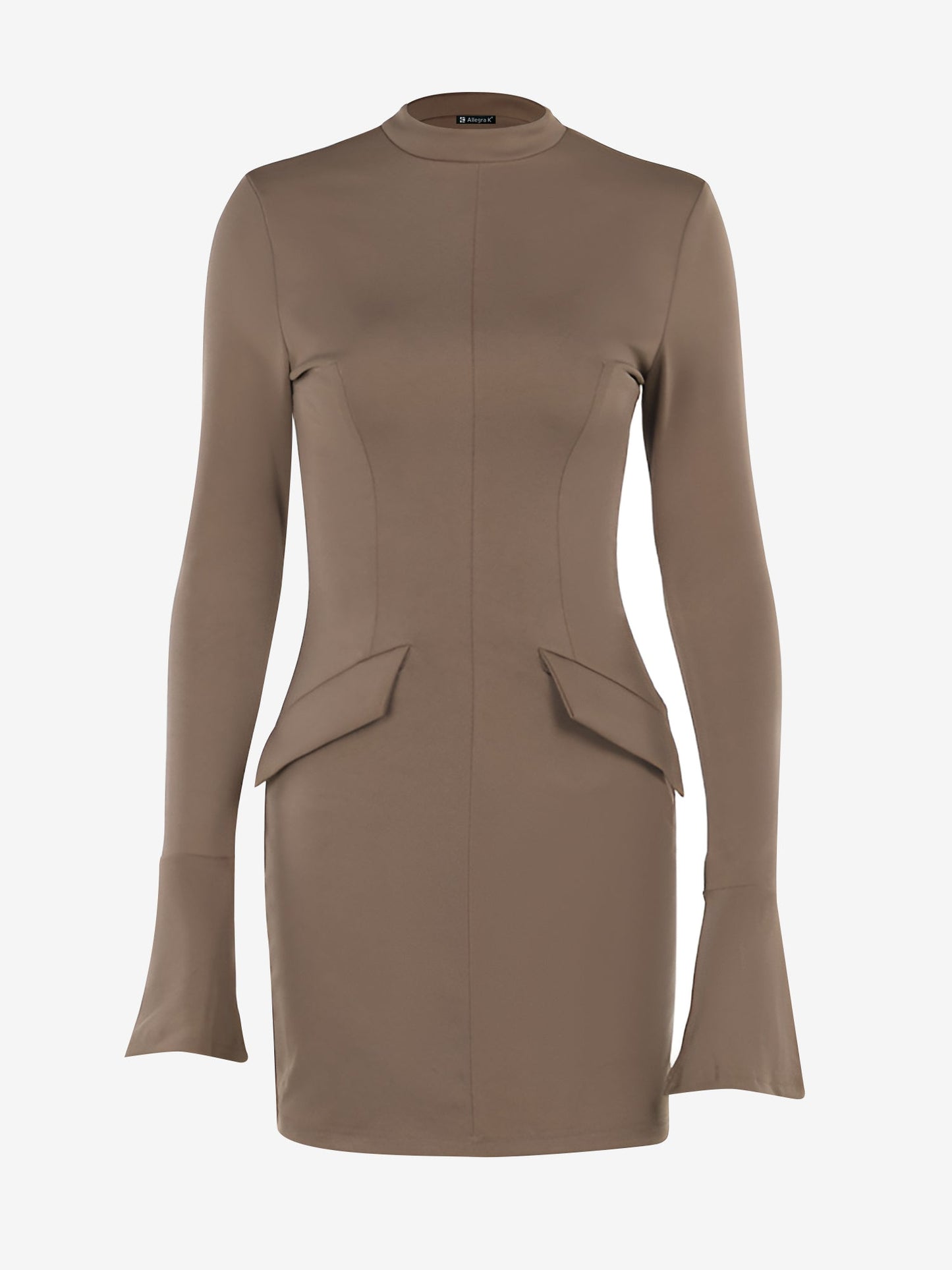 Elegant Bodycon Sweater Dress for Women with High Neck Long Sleeve Mini Style