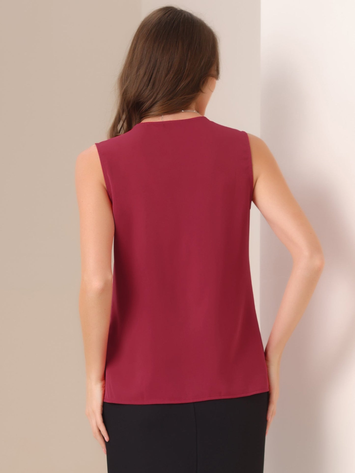 Effortless Blouses for Women with V-Neck Sleeveless Ruffle Placket Style