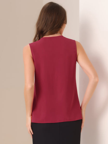 Effortless Blouses for Women with V-Neck Sleeveless Ruffle Placket Style