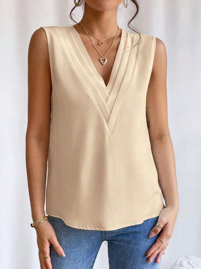Effortless Blouses for Women with V-Neck Sleeveless Relaxed Style