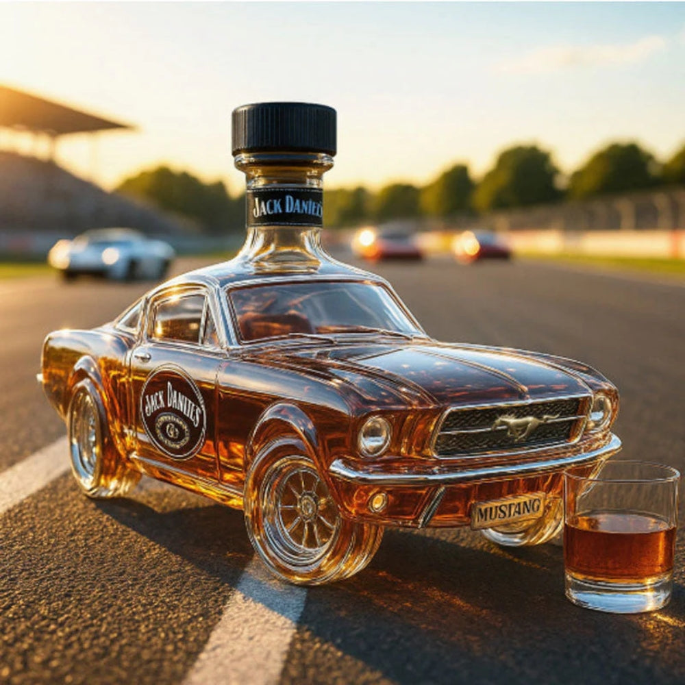 Stylish Whisky Decanter Bottle Gift Set with Muscle Car Design