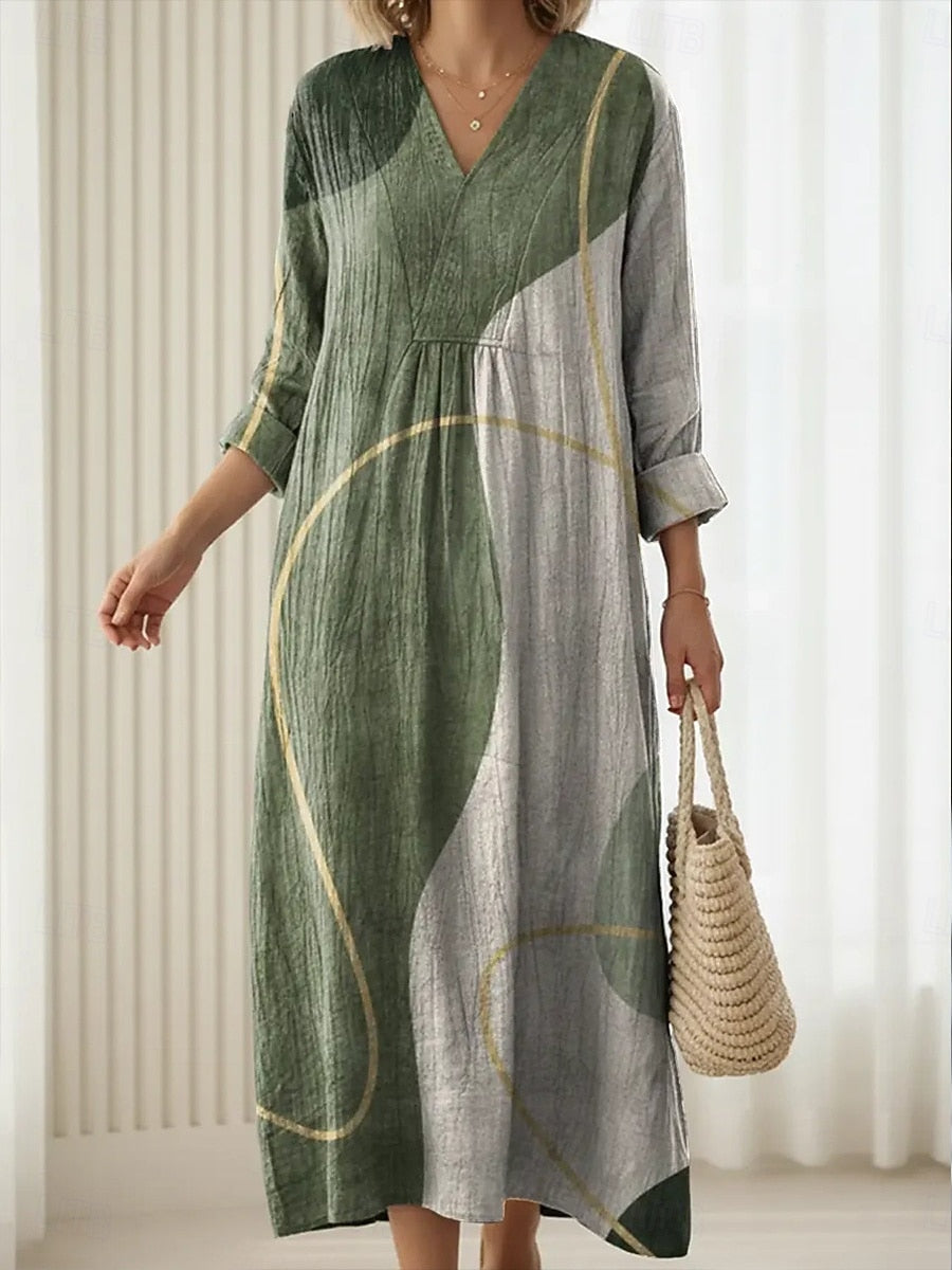 Stylish Mini Dress for Women with V Neck Pockets