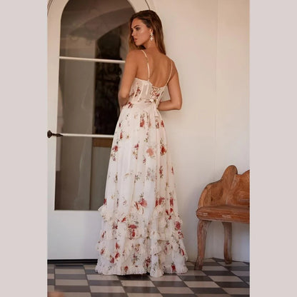 Stylish Floral Mini Dress for Women with V Neck Sleeveless