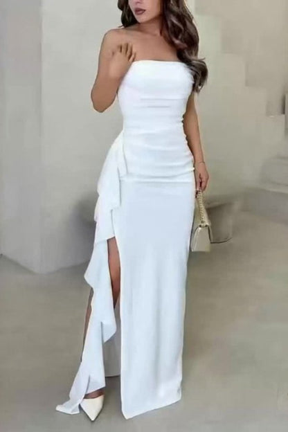 Lily | Women's Satin Strapless Wrap Maxi Dress