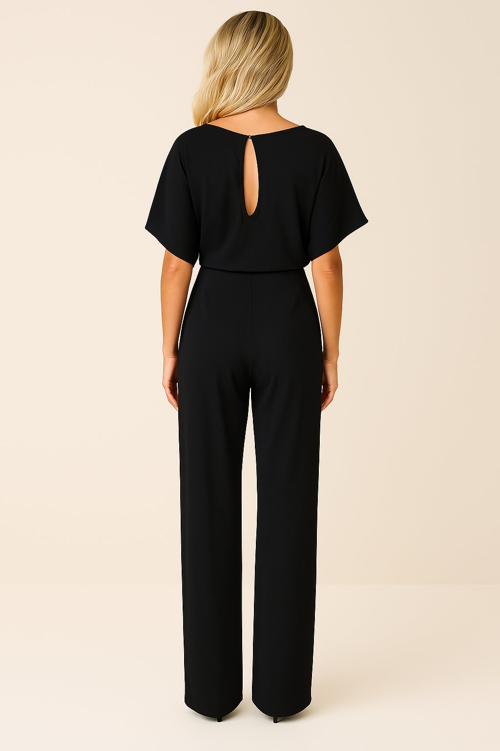 Effortless Wide Leg Jumpsuit for Women with Boat Neck Short Sleeve Tie Waist Belted Casual Style
